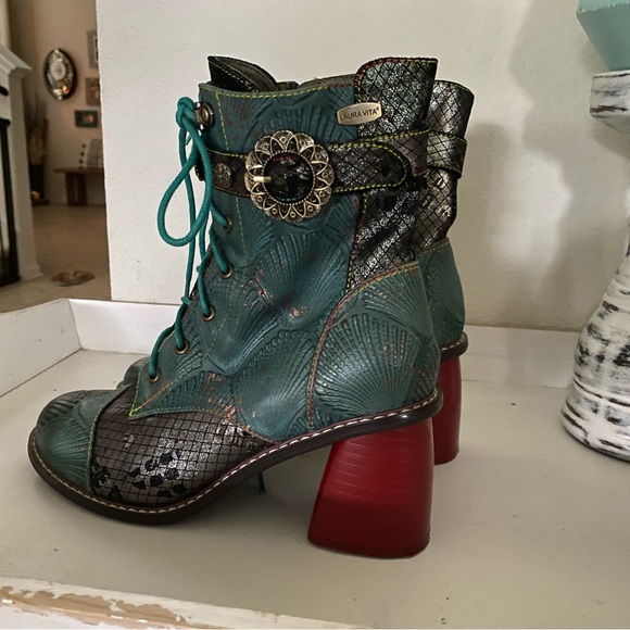 Laura Vita Ankle Boots EVCAO 41 Green Size 37 EUC - Picture 6 of 9